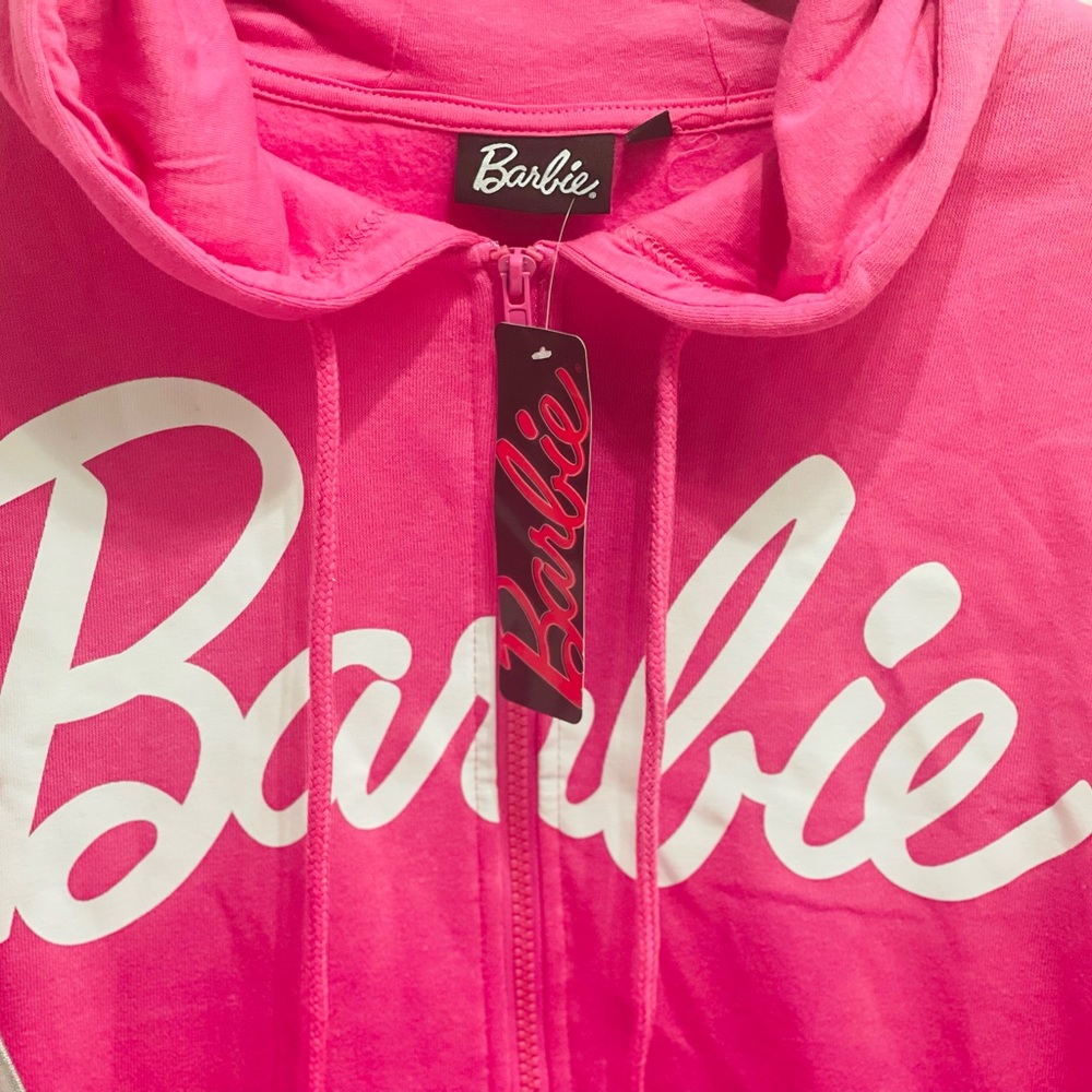 Hot Pink Superstar Barbie Zip up Hoodie Sweatshirt - Picture 2 of 6